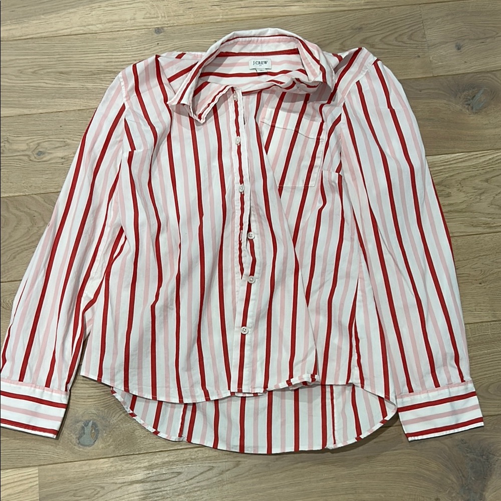 J. Crew Red and White Striped Shirt